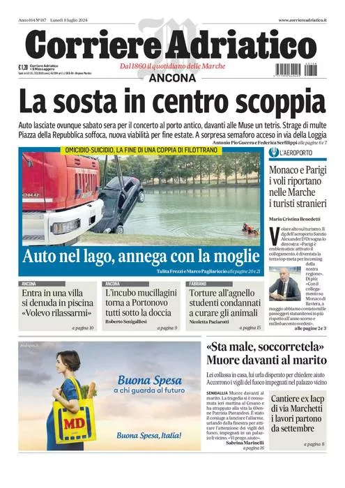 Prima-pagina-corriere adriatico-edizione-di-oggi-08-07-2024